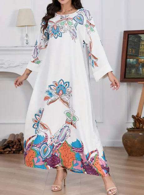 Elegant Floral Print Long Sleeve Abaya Dress 4 elegant-floral-print-long-sleeve-abaya-dress-2495072