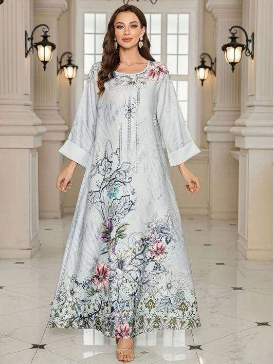 Elegant Floral Print Long Sleeve Abaya Dress 4 elegant-floral-print-long-sleeve-abaya-dress-2010220