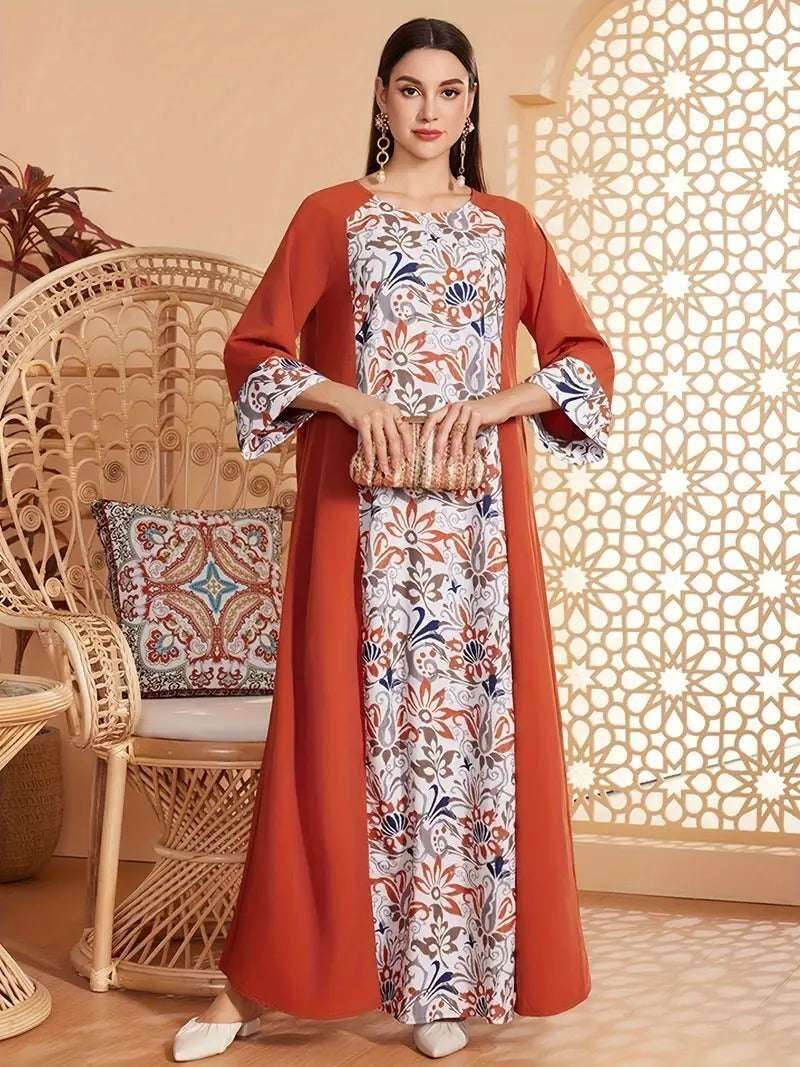 Elegant Floral Print Long Sleeved Abaya 4 elegant-floral-print-long-sleeved-abaya-1413897