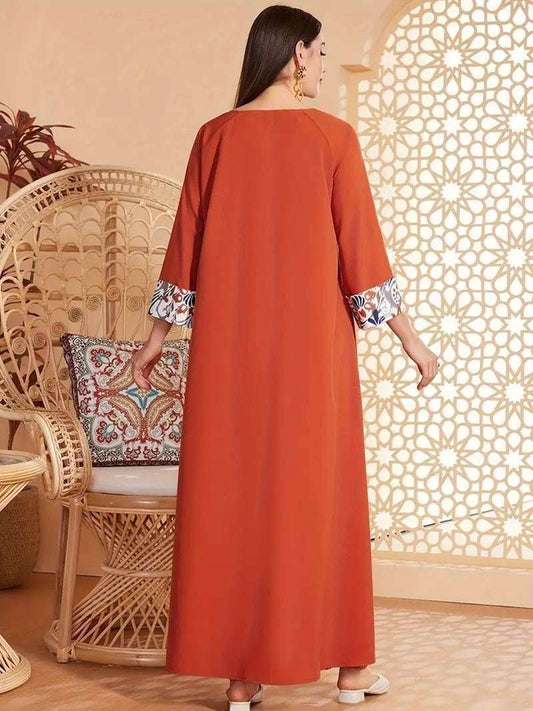 Elegant Floral Print Long Sleeved Abaya 4 elegant-floral-print-long-sleeved-abaya-7810302