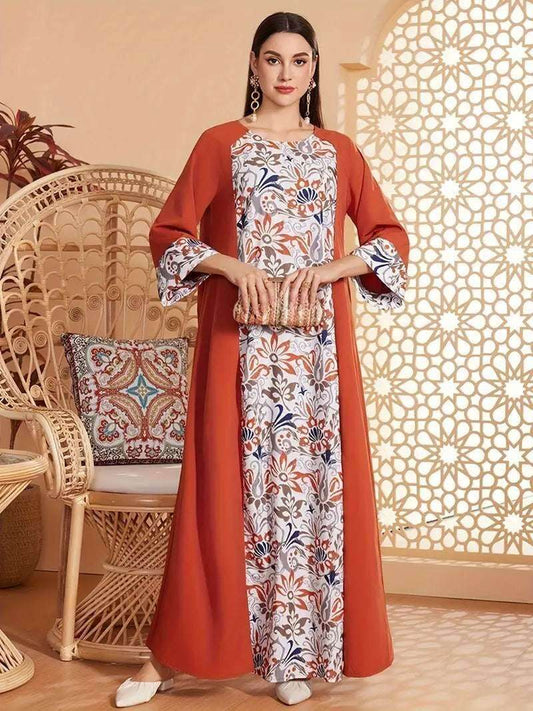 Elegant Floral Print Long Sleeved Abaya 4 elegant-floral-print-long-sleeved-abaya-8467994