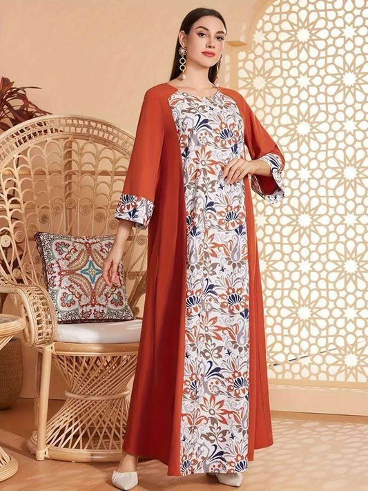 Elegant Floral Print Long Sleeved Abaya 4 elegant-floral-print-long-sleeved-abaya-1206025