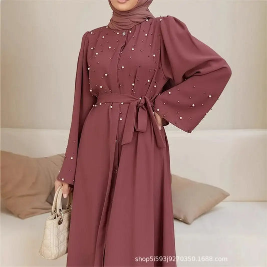 Elegant Long Sleeve Muslim Arab Middle East Pearl Robe Dress Cross - Border New Style ABAYA Women's Fashion Top from China - Fabaya UK Elegant Long Sleeve Muslim Arab Middle East Pearl Robe Dress Cross - Border New Style ABAYA Women's Fashion Top from China Sb0bb4307520e48a2abf24e998e32d80fj