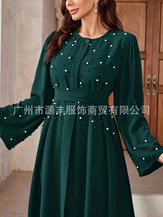 Elegant Long Sleeve Muslim Arab Middle East Pearl Robe Dress Cross - Border New Style ABAYA Women's Fashion Top from China - Fabaya UK Elegant Long Sleeve Muslim Arab Middle East Pearl Robe Dress Cross - Border New Style ABAYA Women's Fashion Top from China S5fe6a342714b497c8895ad44b2e2872fD