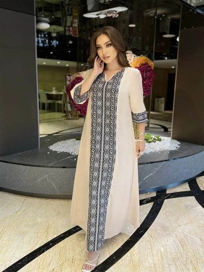 Elegant Printed Muslim Maxi Dress - Hijab Ready elegant-printed-muslim-maxi-dress-hijab-ready-9192073