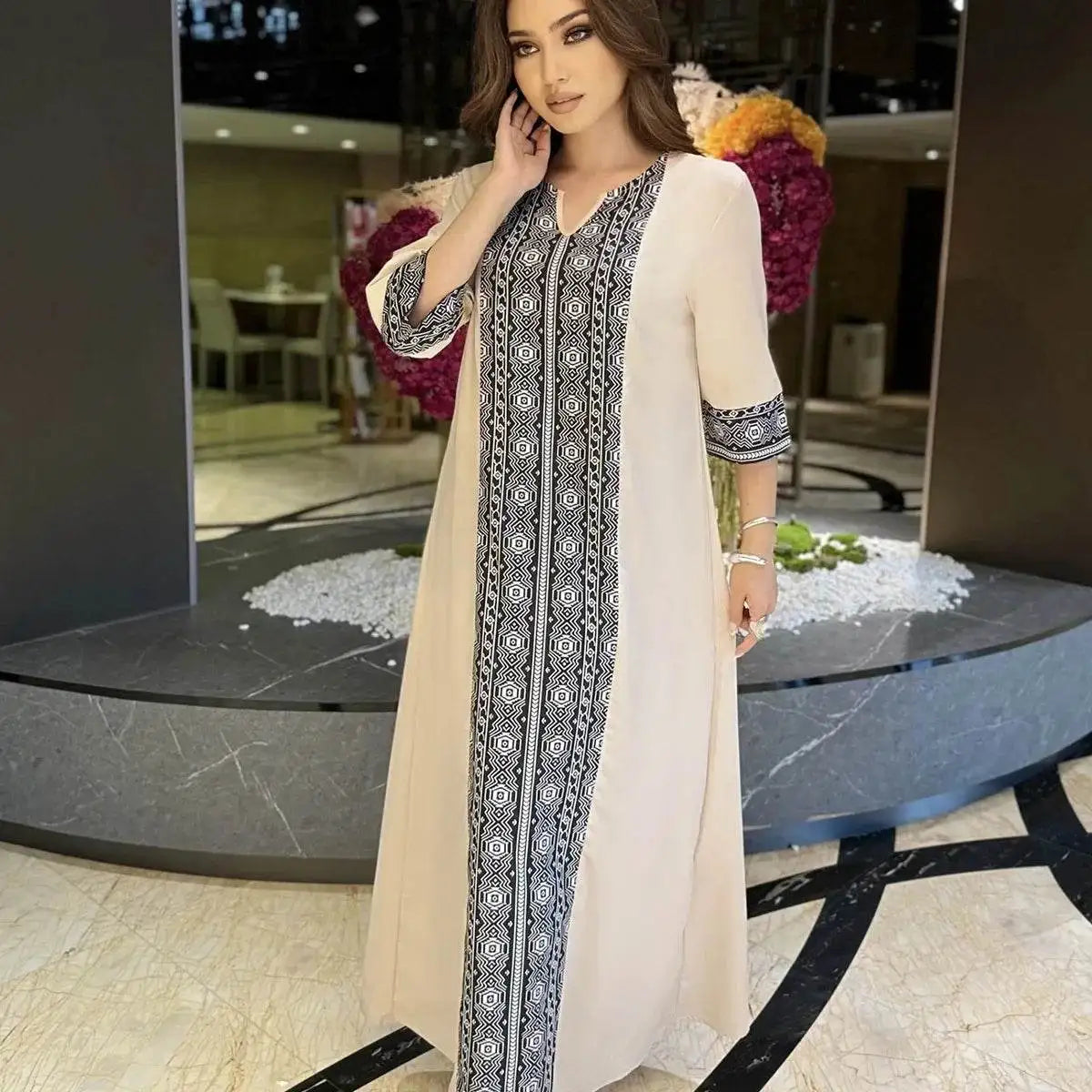 Elegant Printed Muslim Maxi Dress - Hijab Ready elegant-printed-muslim-maxi-dress-hijab-ready-7074645