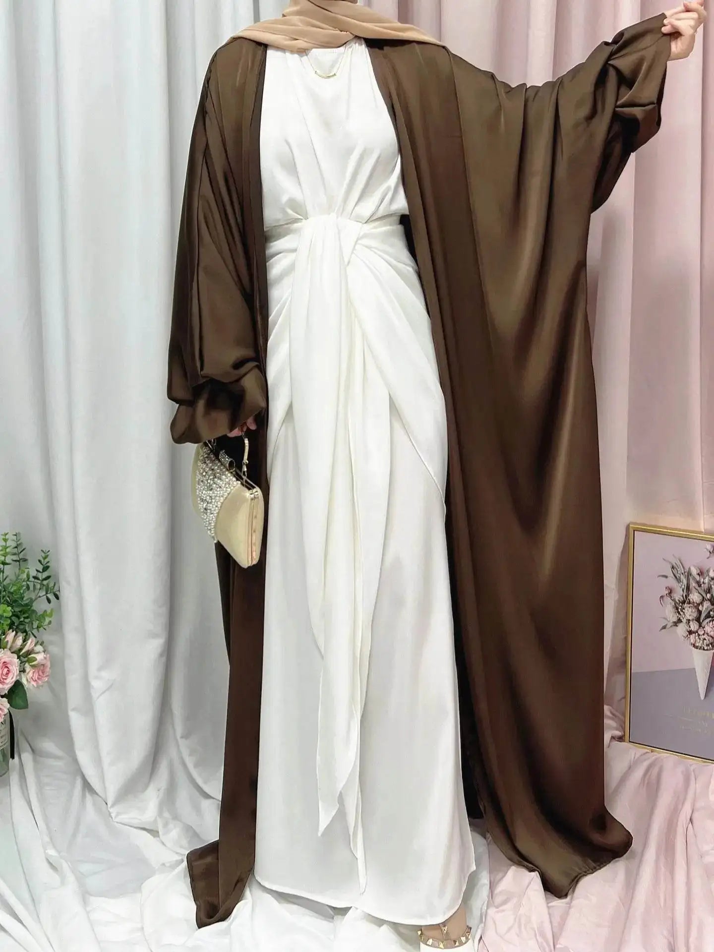 Elegant Puff Sleeve Loose Abaya Robe elegant-puff-sleeve-loose-muslim-abaya-robe-8810836