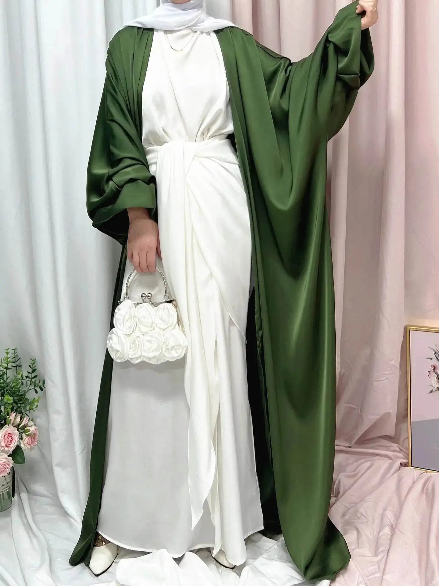 Elegant Puff Sleeve Loose Abaya Robe elegant-puff-sleeve-loose-muslim-abaya-robe-8663418
