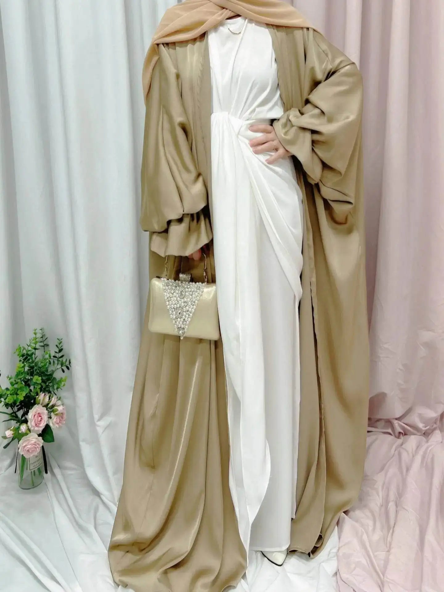 Elegant Puff Sleeve Loose Abaya Robe elegant-puff-sleeve-loose-muslim-abaya-robe-3291910