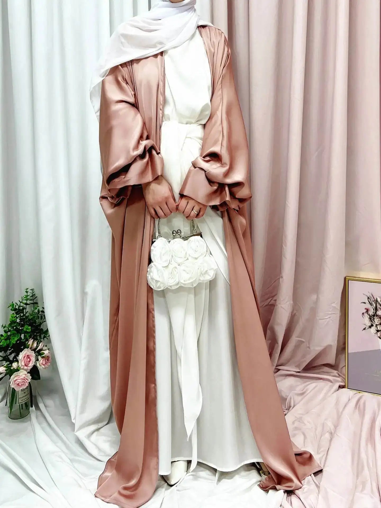 Elegant Puff Sleeve Loose Abaya Robe elegant-puff-sleeve-loose-muslim-abaya-robe-6033437