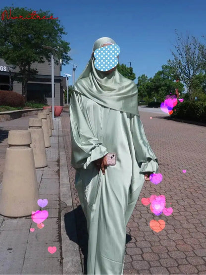 Elegant Puff Sleeve Loose Abaya Robe elegant-puff-sleeve-loose-muslim-abaya-robe-5672930