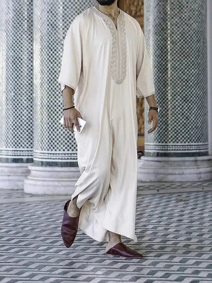 ElzEy Men's Long Sleeve Muslim Abaya Lslamic Dress Middle Eastern Saudi Clothing Moroccan Man Thobe Jubba Kandora Djellaba - Fabaya UK ElzEy Men's Long Sleeve Muslim Abaya Lslamic Dress Middle Eastern Saudi Clothing Moroccan Man Thobe Jubba Kandora Djellaba S32caa66805104aae98452f9342f952abt
