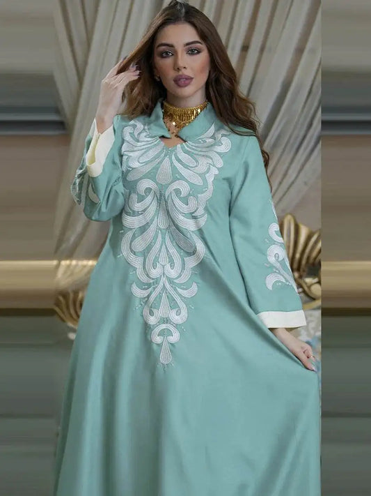 Embroidered Long Sleeve Abaya Dress embroidered-long-sleeve-abaya-dress-1111681