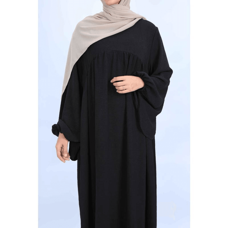 Fabaya UK modest reversible dress for women in black with loose long sleeves and comfortable fit