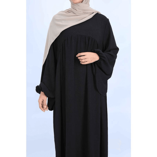 Fabaya UK modest reversible dress for women in black with loose long sleeves and comfortable fit