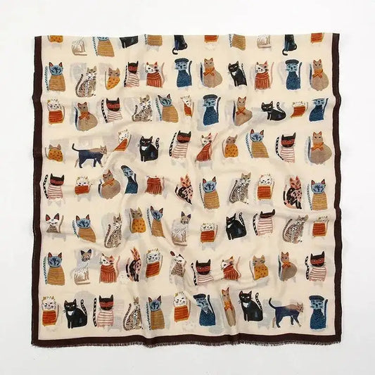 Fashion Cat Print Fringe Shawl Scarf 180x85cm fashion-cat-print-fringe-shawl-scarf-180x85cm-4077102