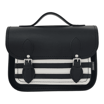 Leather Midi Satchel - Gothic Striped White & Black Midi Satchel leather-midi-satchel-gothic-striped-white-black-3445125