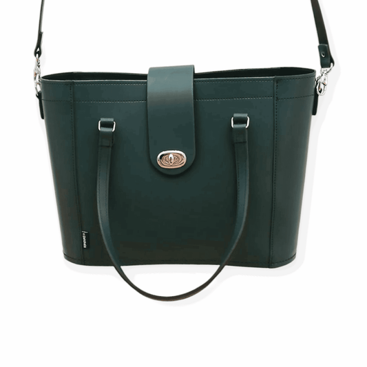 Leather Mini Twist Lock Shopper Bag - Pine Tote leather-mini-twist-lock-shopper-bag-pine-6352691