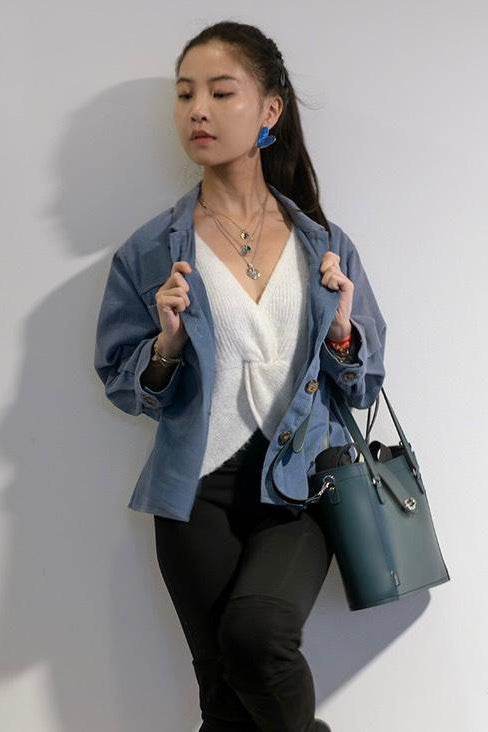 Leather Mini Twist Lock Shopper Bag - Pine Tote leather-mini-twist-lock-shopper-bag-pine-3120266