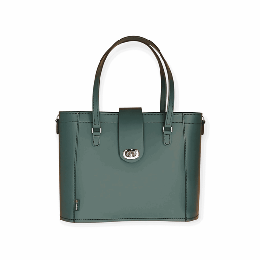Leather Mini Twist Lock Shopper Bag - Pine Tote leather-mini-twist-lock-shopper-bag-pine-6369415