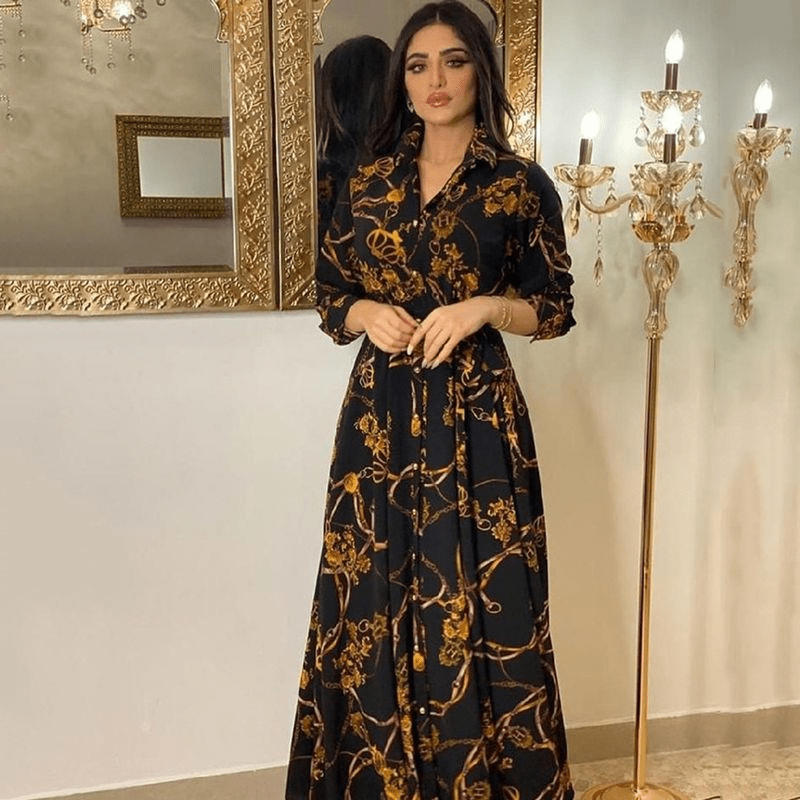 Middle Eastern ethnic elegant dress retro printed robe - Fabaya UK Women's fashion MUSILIN Middle Eastern ethnic elegant dress retro printed robe 1924661229571100672