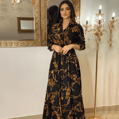 Middle Eastern ethnic elegant dress retro printed robe - Fabaya UK Women's fashion MUSILIN Middle Eastern ethnic elegant dress retro printed robe 1924661229571100672