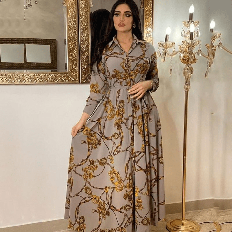 Middle Eastern ethnic elegant dress retro printed robe - Fabaya UK Women's fashion MUSILIN Middle Eastern ethnic elegant dress retro printed robe 1924661236256821248