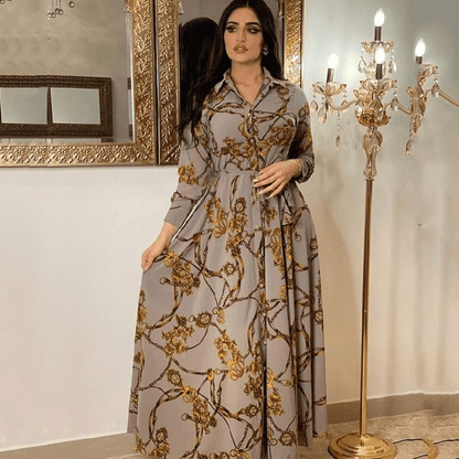 Middle Eastern ethnic elegant dress retro printed robe - Fabaya UK Women's fashion MUSILIN Middle Eastern ethnic elegant dress retro printed robe 1924661236256821248