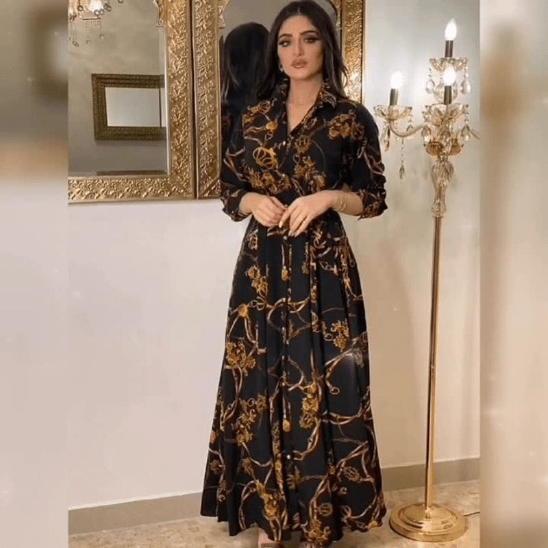 Middle Eastern ethnic elegant dress retro printed robe - Fabaya UK Women's fashion MUSILIN Middle Eastern ethnic elegant dress retro printed robe 1924661232779743232