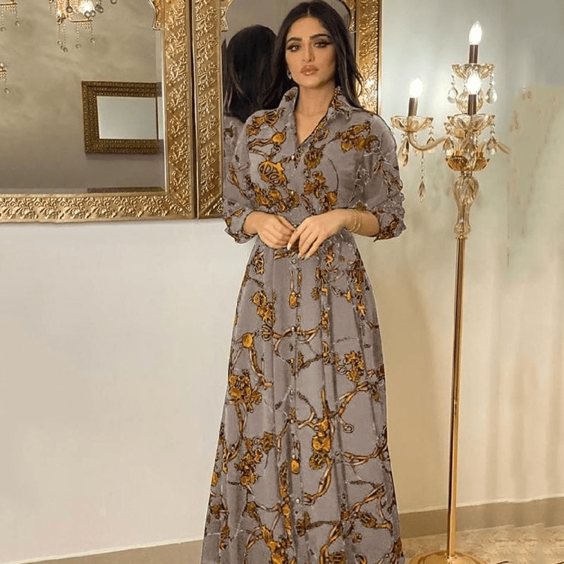 Middle Eastern ethnic elegant dress retro printed robe - Fabaya UK Women's fashion MUSILIN Middle Eastern ethnic elegant dress retro printed robe 1924661224449855488