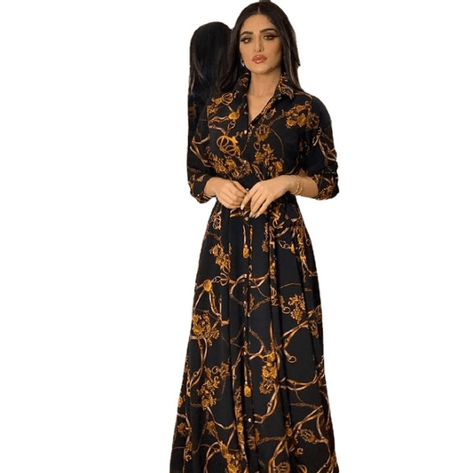Middle Eastern ethnic elegant dress retro printed robe - Fabaya UK Women's fashion MUSILIN Middle Eastern ethnic elegant dress retro printed robe 1924661234310664192