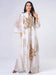 White Moroccan embroidered abaya dress with gold floral embroidery and long sleeves by Fabaya UK