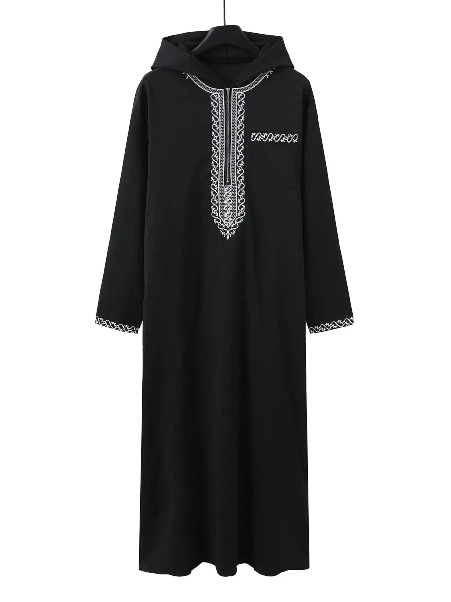 Moroccan hooded robe Luxury men's embroidered long sleeve side pocket Muslim garment Abaya Middle East Juba Thobe robe - Fabaya UK Moroccan hooded robe Luxury men's embroidered long sleeve side pocket Muslim garment Abaya Middle East Juba Thobe robe S17e5fc66abce44b3b01a2066e02cfdf1d