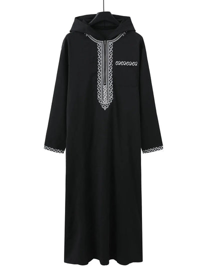 Moroccan hooded robe Luxury men's embroidered long sleeve side pocket Muslim garment Abaya Middle East Juba Thobe robe - Fabaya UK Moroccan hooded robe Luxury men's embroidered long sleeve side pocket Muslim garment Abaya Middle East Juba Thobe robe S17e5fc66abce44b3b01a2066e02cfdf1d