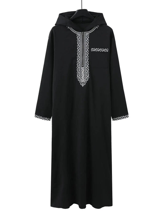 Moroccan hooded robe Luxury men's embroidered long sleeve side pocket Muslim garment Abaya Middle East Juba Thobe robe - Fabaya UK Moroccan hooded robe Luxury men's embroidered long sleeve side pocket Muslim garment Abaya Middle East Juba Thobe robe S17e5fc66abce44b3b01a2066e02cfdf1d