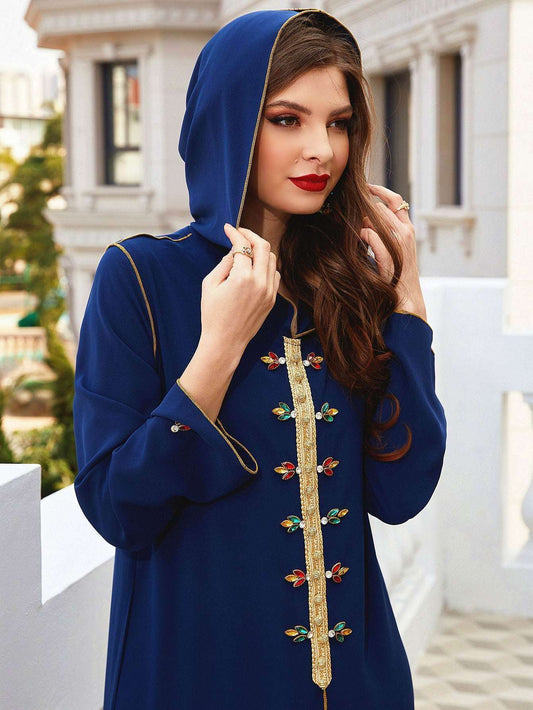 Navy Diamond Hooded Robe Abaya 0 navy-diamond-hooded-robe-abaya-1727514