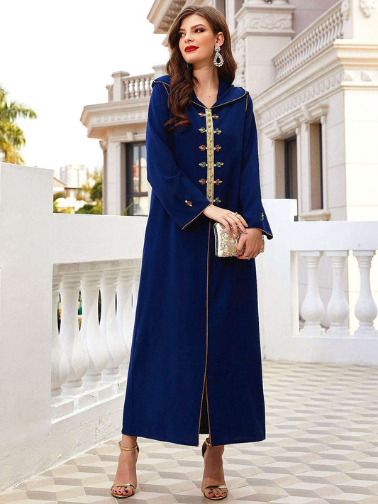 Navy Diamond Hooded Robe Abaya 0 navy-diamond-hooded-robe-abaya-8133335