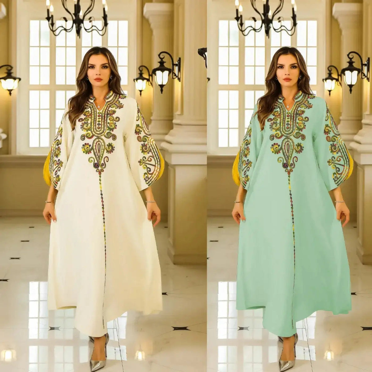 New Style Middle Eastern Muslim Women's Clothing Robe. Arabian Turkish Abaya. Rope Embroidery V - neck Casual Elegant Dress. - Fabaya UK New Style Middle Eastern Muslim Women's Clothing Robe. Arabian Turkish Abaya. Rope Embroidery V - neck Casual Elegant Dress. S5937919efe5143c4acffbcf52541ba47H
