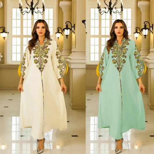 New Style Middle Eastern Muslim Women's Clothing Robe. Arabian Turkish Abaya. Rope Embroidery V - neck Casual Elegant Dress. - Fabaya UK New Style Middle Eastern Muslim Women's Clothing Robe. Arabian Turkish Abaya. Rope Embroidery V - neck Casual Elegant Dress. S5937919efe5143c4acffbcf52541ba47H