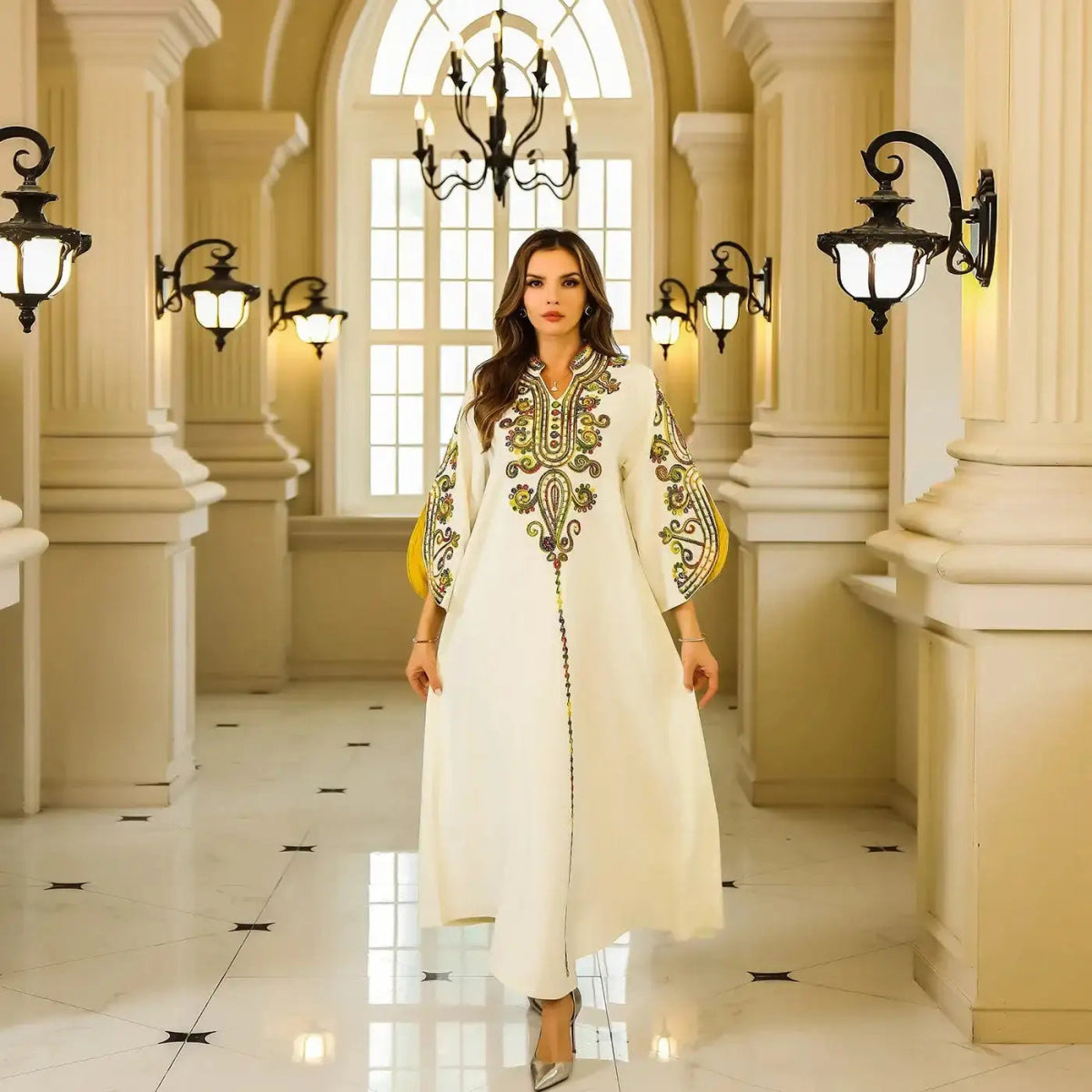 New Style Middle Eastern Muslim Women's Clothing Robe. Arabian Turkish Abaya. Rope Embroidery V - neck Casual Elegant Dress. - Fabaya UK New Style Middle Eastern Muslim Women's Clothing Robe. Arabian Turkish Abaya. Rope Embroidery V - neck Casual Elegant Dress. S015967e4990a4ecd884cc4694be6fc21Z