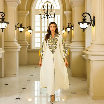 New Style Middle Eastern Muslim Women's Clothing Robe. Arabian Turkish Abaya. Rope Embroidery V - neck Casual Elegant Dress. - Fabaya UK New Style Middle Eastern Muslim Women's Clothing Robe. Arabian Turkish Abaya. Rope Embroidery V - neck Casual Elegant Dress. S015967e4990a4ecd884cc4694be6fc21Z