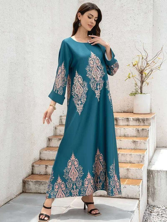 Peacock Flower Printed Long Robe 4 peacock-flower-printed-long-robe-5463353