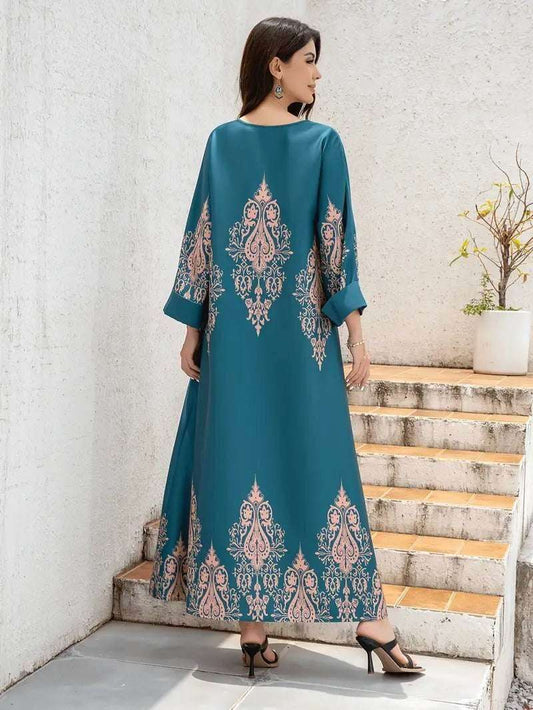 Peacock Flower Printed Long Robe 4 peacock-flower-printed-long-robe-4635106