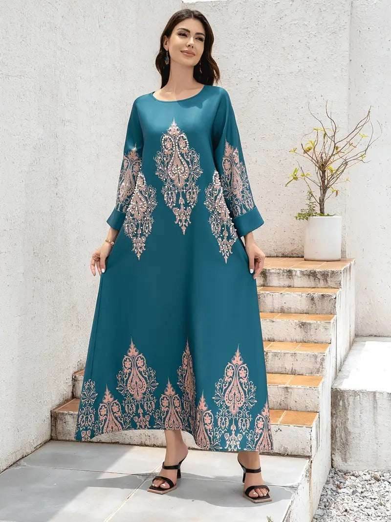 Peacock Flower Printed Long Robe 4 peacock-flower-printed-long-robe-9913547