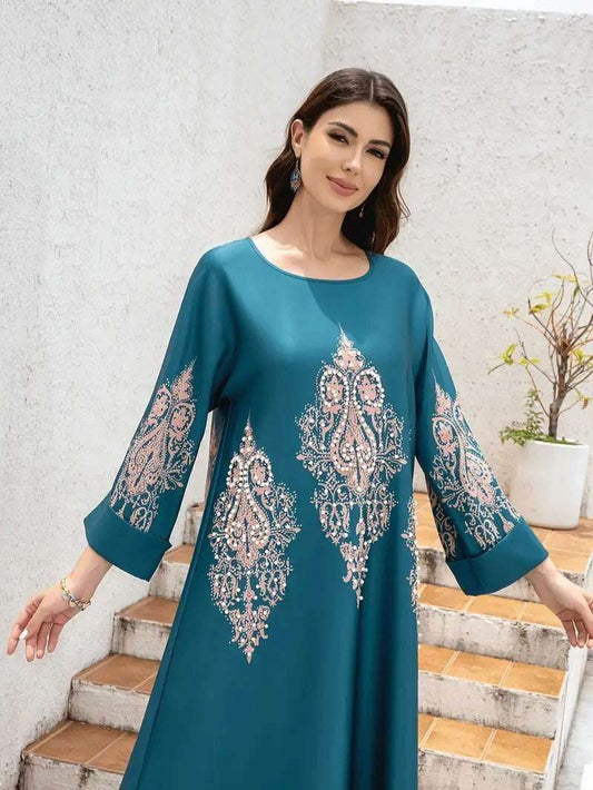 Peacock Flower Printed Long Robe 4 peacock-flower-printed-long-robe-4788070