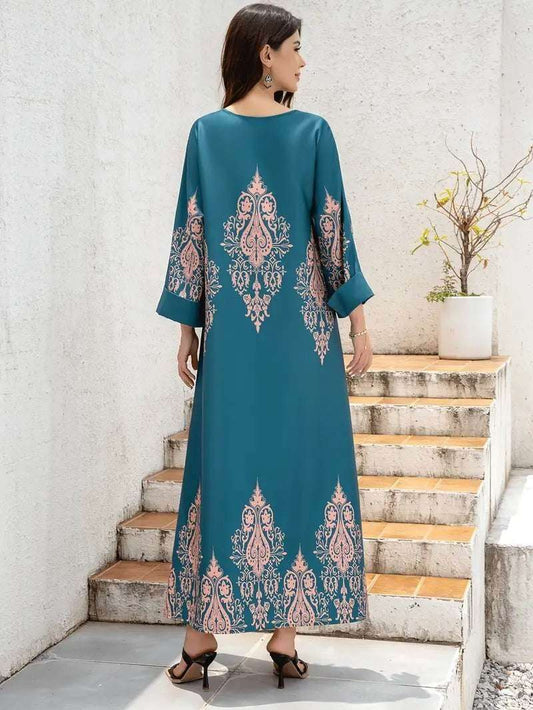 Peacock Flower Printed Long Robe 4 peacock-flower-printed-long-robe-7708563