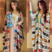 Striped Batwing Two-piece Set Abaya - Fabaya UK