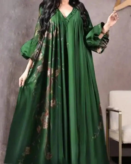 Vintage Printed Dress Women Breathable Loose Middle Eastern Robe Casual Long Sleeve Abaya V - neck Loose Muslim Abayas for Women - Fabaya UK Vintage Printed Dress Women Breathable Loose Middle Eastern Robe Casual Long Sleeve Abaya V - neck Loose Muslim Abayas for Women Sd06cb392d0664a4d9b612f01c81bc5b9g