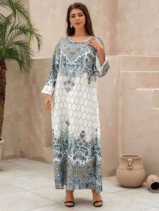 White Floral Print Women's Abaya 4 white-floral-print-womens-abaya-2920647