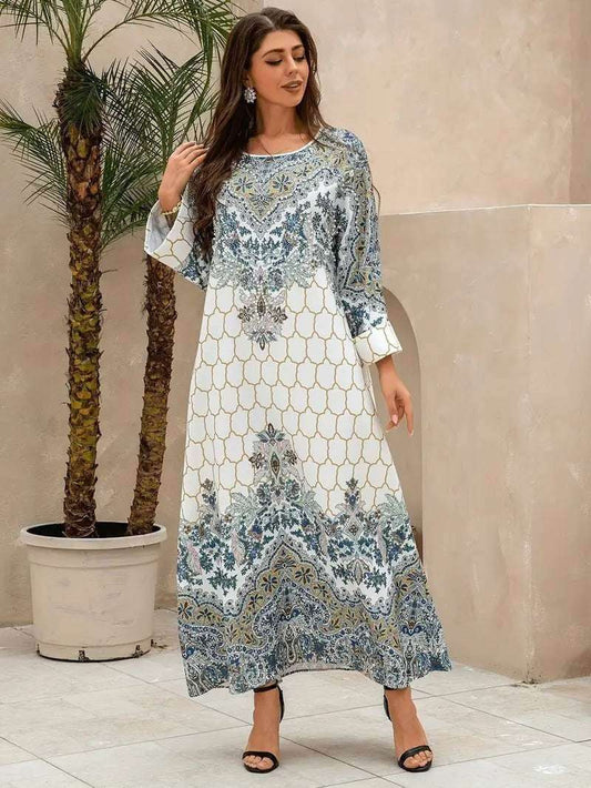 White Floral Print Women's Abaya 4 white-floral-print-womens-abaya-9237766